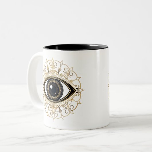 Aura Eye | Keramik Tasse | Gutes Energiegeschenk (Vorderseite Links)