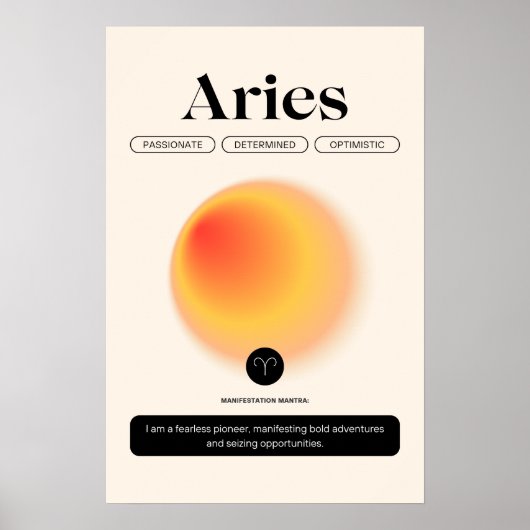 Aura Gradient Aries Zodiac Signature Art Poster (Vorne)