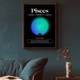Aura Gradient Fisces Zodiac Signature Art Poster
