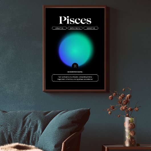 Aura Gradient Fisces Zodiac Signature Art Poster