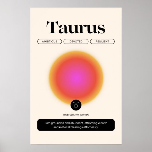 Aura Gradient Taurus Zodiac Signature Art Poster (Vorne)