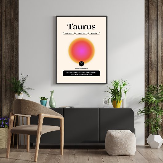 Aura Gradient Taurus Zodiac Signature Art Poster