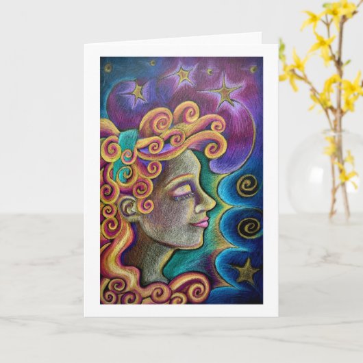 "Aura" Grußkarte Karte (Gelbe Blume)