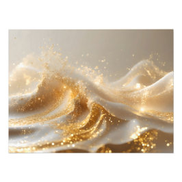 Aura of Gold – Elegant White & Gold Abstract Wall  Fotodruck