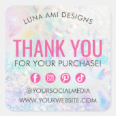 Aura Quartz Crystal Rainbow Modern Vielen Dank für Quadratischer Aufkleber (Vorderseite)