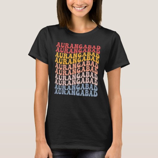 Aurangabad City Groovy Retro T-Shirt (Vorderseite)