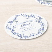 AURELIA Chinoiserie Etwas Blaues Brautparty Runder Pappuntersetzer (Angewinkelt)