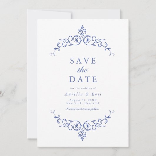 AURELIA Chinoiserie Viktorianische Blüte Save the Einladung (Vorderseite)