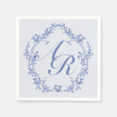 AURELIA Chinoiserie Viktorianisches Blumenmonogram Serviette (Vorderseite)