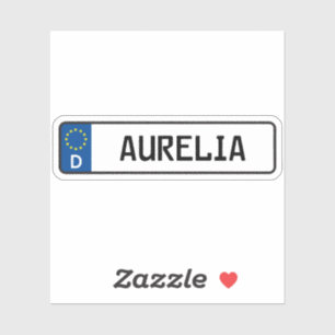 Aurelia German Car License Plate Aufkleber