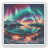Aureola Borealis in Alaska Aufkleber (Vorderseite)