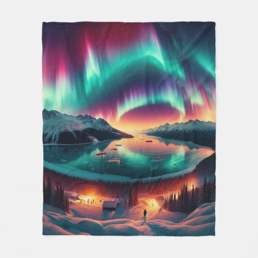 Aureola Borealis in Alaska Fleecedecke (Vorderseite)