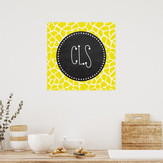Aureolin Yellow Giraffe; Chalkboard-Look Poster (Küche)
