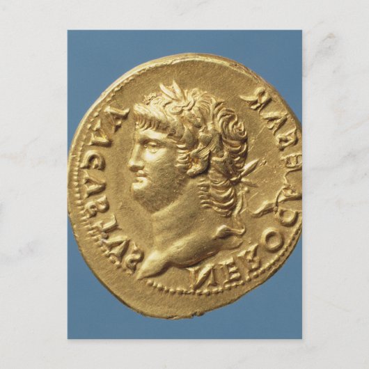 Aureus Nero mit einem Lorbeerkranz Postkarte (Vorderseite)