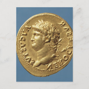 Aureus Nero mit einem Lorbeerkranz Postkarte