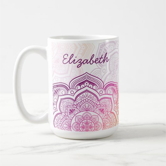 Auri Mandala 475ml personalisierter Becher Kaffeetasse (Links)