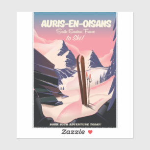 AURIS-EN-OISANS Frankreich Ski-Plakat Aufkleber