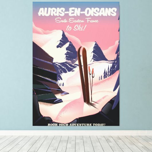 AURIS-EN-OISANS Frankreich Skiposter Leinwanddruck (Insitu (Holzboden))