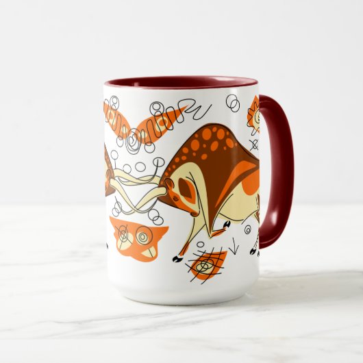 Auroch Höhlenmalerei mit Entoptocs Tasse (VorderseiteRechts)