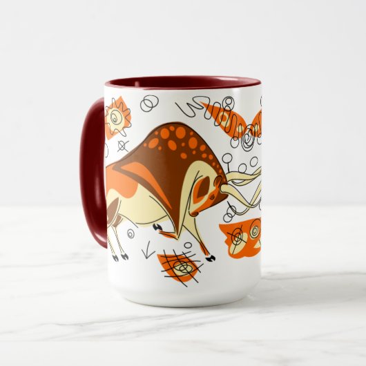 Auroch Höhlenmalerei mit Entoptocs Tasse (Vorderseite Links)