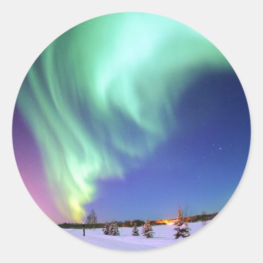 Aurora am Bärensee. Runder Aufkleber (Vorderseite)