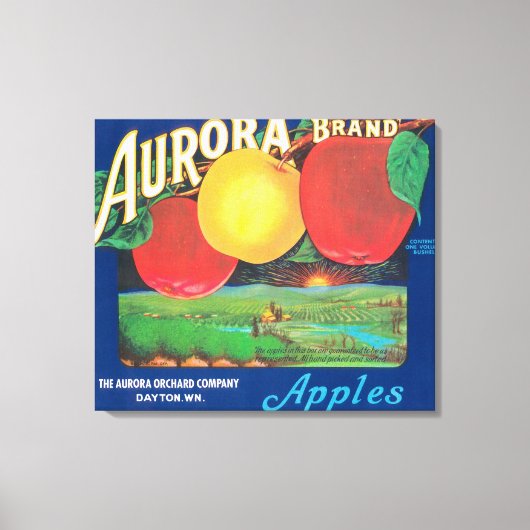 Aurora Apple Label (blau) - Dayton, WA Leinwanddruck (Vorderseite)