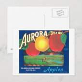 Aurora Apple Label (blau) - Dayton, WA Postkarte (Vorne/Hinten)