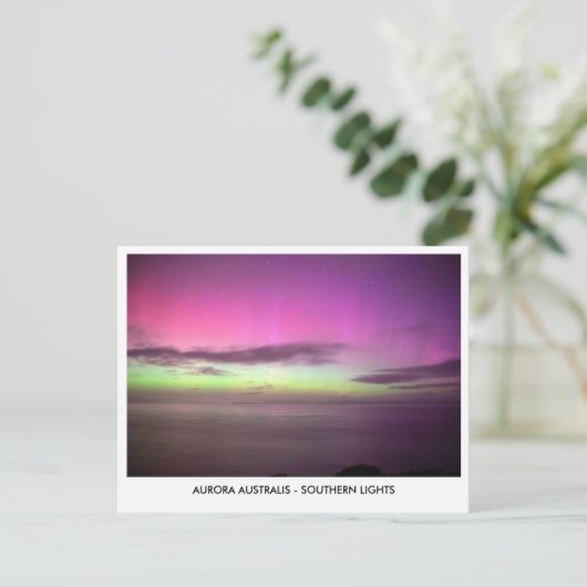 Aurora Australis - Südliche Lichter Nacht Sky Postkarte (Stehend Vorderseite)