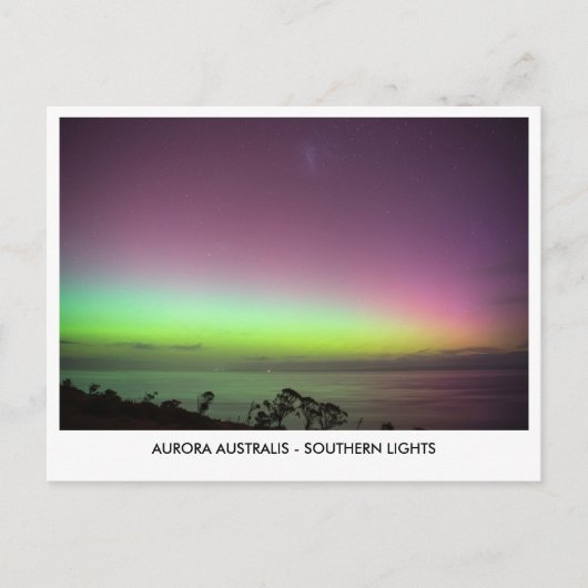 Aurora Australis - Südliche Lichter Nacht Sky Postkarte (Vorderseite)