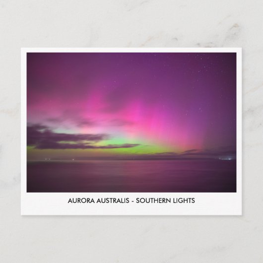 Aurora Australis - Südliche Lichter Nacht Sky Postkarte (Vorderseite)