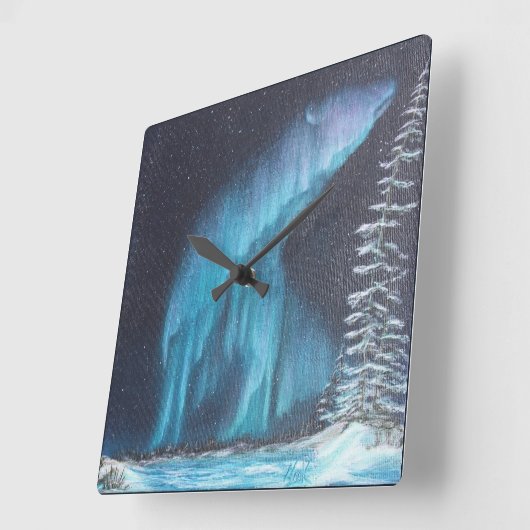 Aurora Bear Quadratische Wanduhr (Winkel)