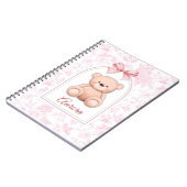 Aurora | Benutzerdefiniertes rosa Teddy-Bär-Kinder Notizblock (Linke Seite)