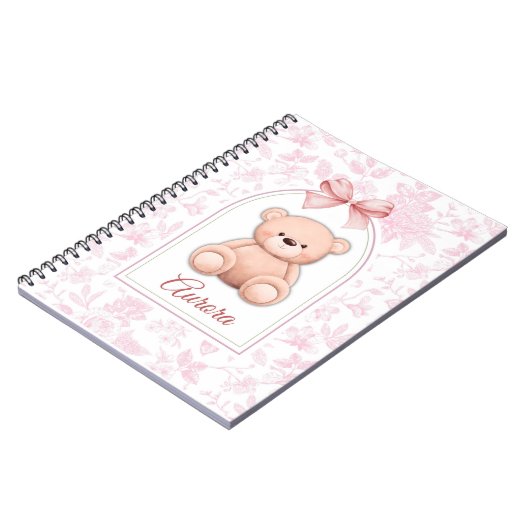Aurora | Benutzerdefiniertes rosa Teddy-Bär-Kinder Notizblock (Linke Seite)