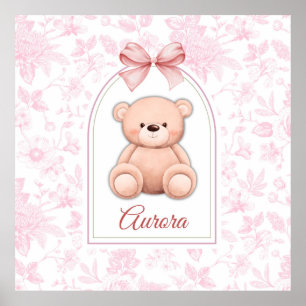 Aurora   Benutzerdefiniertes rosa Teddy-Bär-Kinder Poster