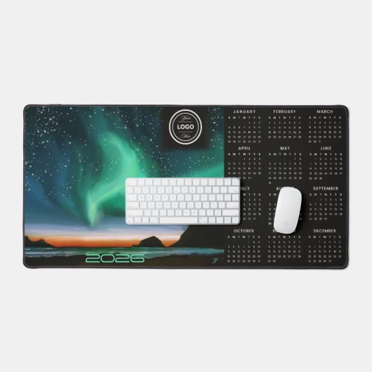 Aurora Borealis - 2026 Business Calendar Desk Mat Schreibtischunterlage (Tastatur & Maus)