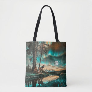 Aurora Borealis 2 Wolf Design Tasche