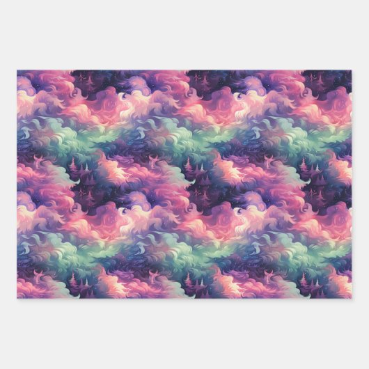 Aurora Borealis 3D Dreamscape: Ätherisches Design Geschenkpapier Set (Vorderseite 3)