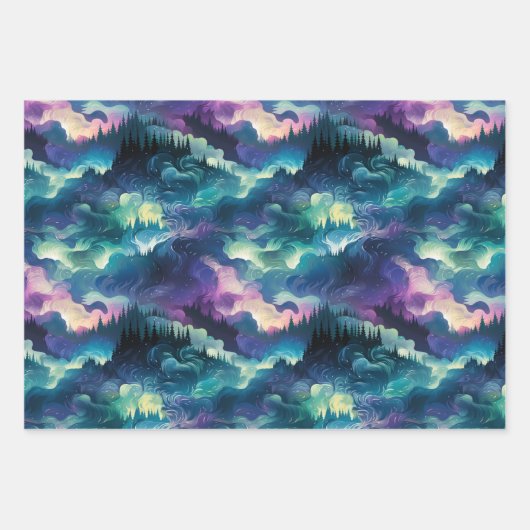 Aurora Borealis 3D Dreamscape: Ätherisches Design Geschenkpapier Set (Vorderseite 2)