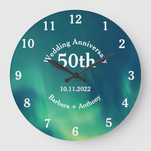 Aurora Borealis, 50. Jubiläum der Hochzeit Große Wanduhr (Vorderseite)