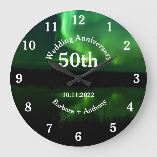 Aurora Borealis, 50. Jubiläum der Hochzeit Große Wanduhr (Vorderseite)