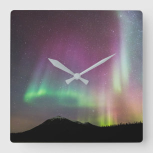 Aurora Borealis   Alaska Brooks Range, Alaska Quadratische Wanduhr