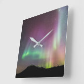 Aurora Borealis | Alaska Brooks Range, Alaska Quadratische Wanduhr (Winkel)