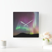 Aurora Borealis | Alaska Brooks Range, Alaska Quadratische Wanduhr (Zuhause)