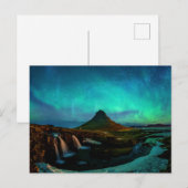 Aurora Borealis am Kirkjufell Mountain in Island Postkarte (Vorne/Hinten)