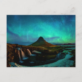Aurora Borealis am Kirkjufell Mountain in Island Postkarte