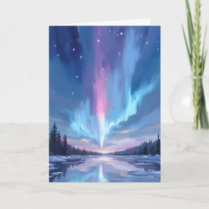 Aurora Borealis Aquarell Nordlichter Gemalt Karte