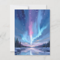 Aurora Borealis Aquarell Nordlichter Karte