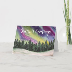 Aurora-Borealis-Aquarell-Weihnachtsgrußkarte Karte