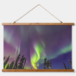 Aurora Borealis Banken, Alaska Wandteppich Mit Holzrahmen