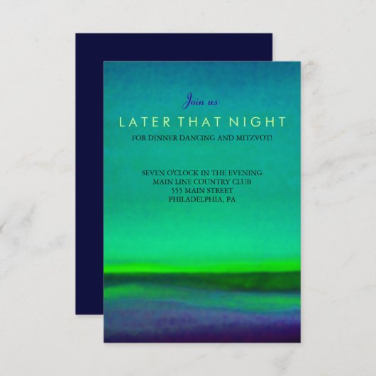 AURORA BOREALIS Bar Bat Mitzvah Party Card Einladung (Vorne/Hinten)